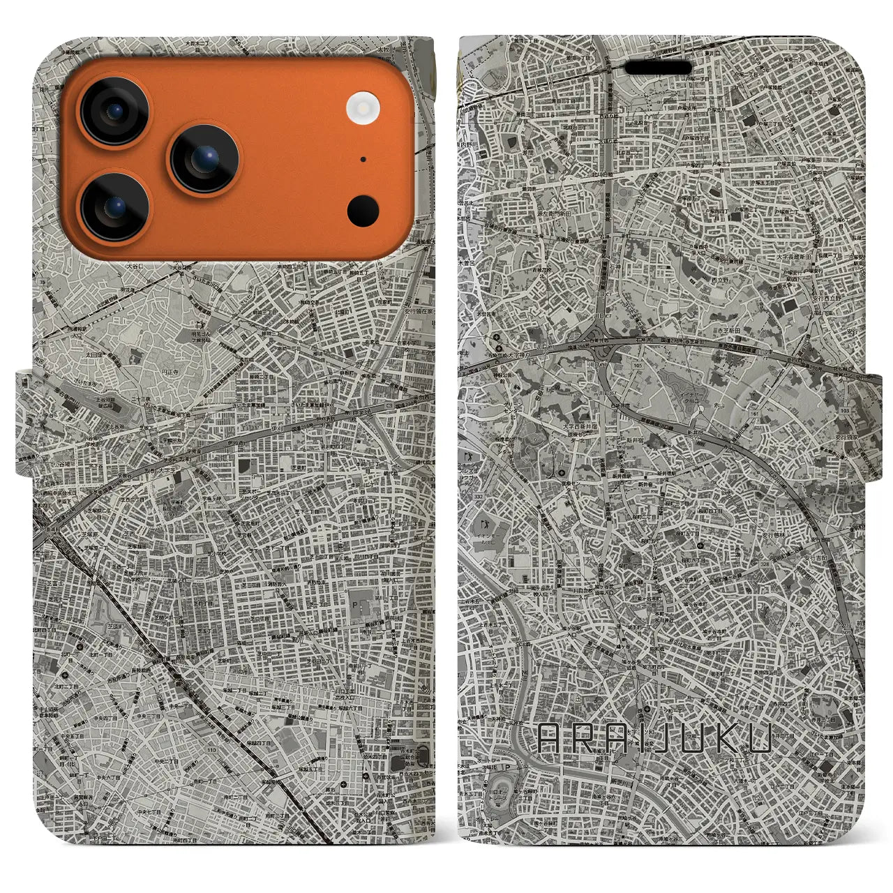 【新井宿（埼玉県）】地図柄iPhoneケース（手帳タイプ）