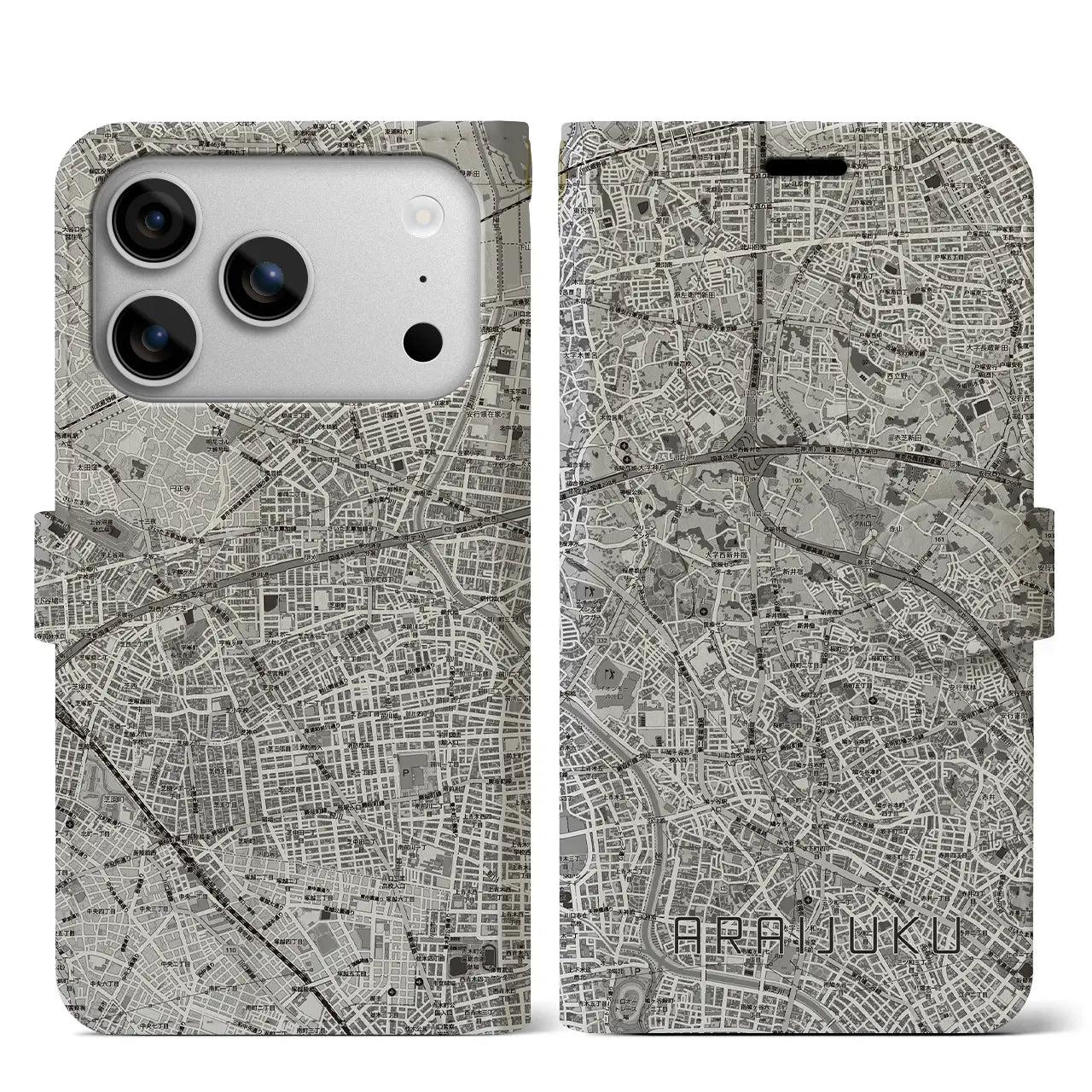 【新井宿（埼玉県）】地図柄iPhoneケース（手帳タイプ）