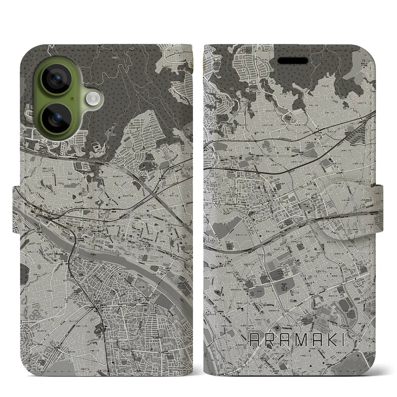 【荒牧（兵庫県）】地図柄iPhoneケース（手帳タイプ）