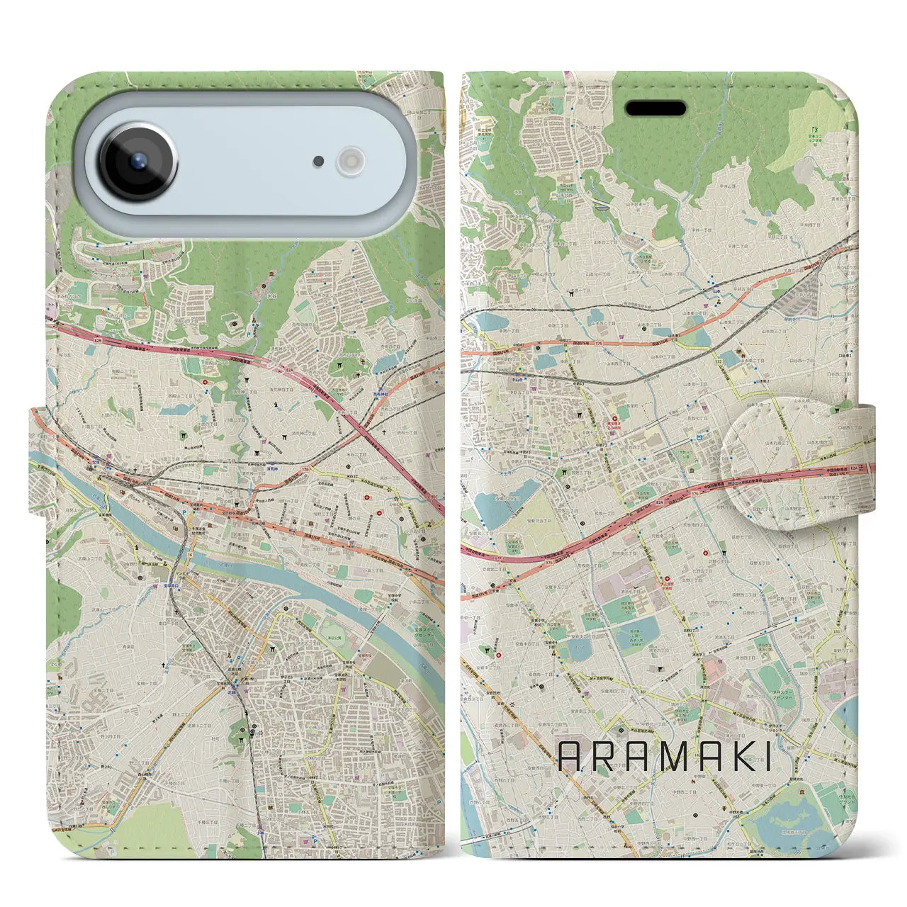 【荒牧（兵庫県）】地図柄iPhoneケース（手帳タイプ）