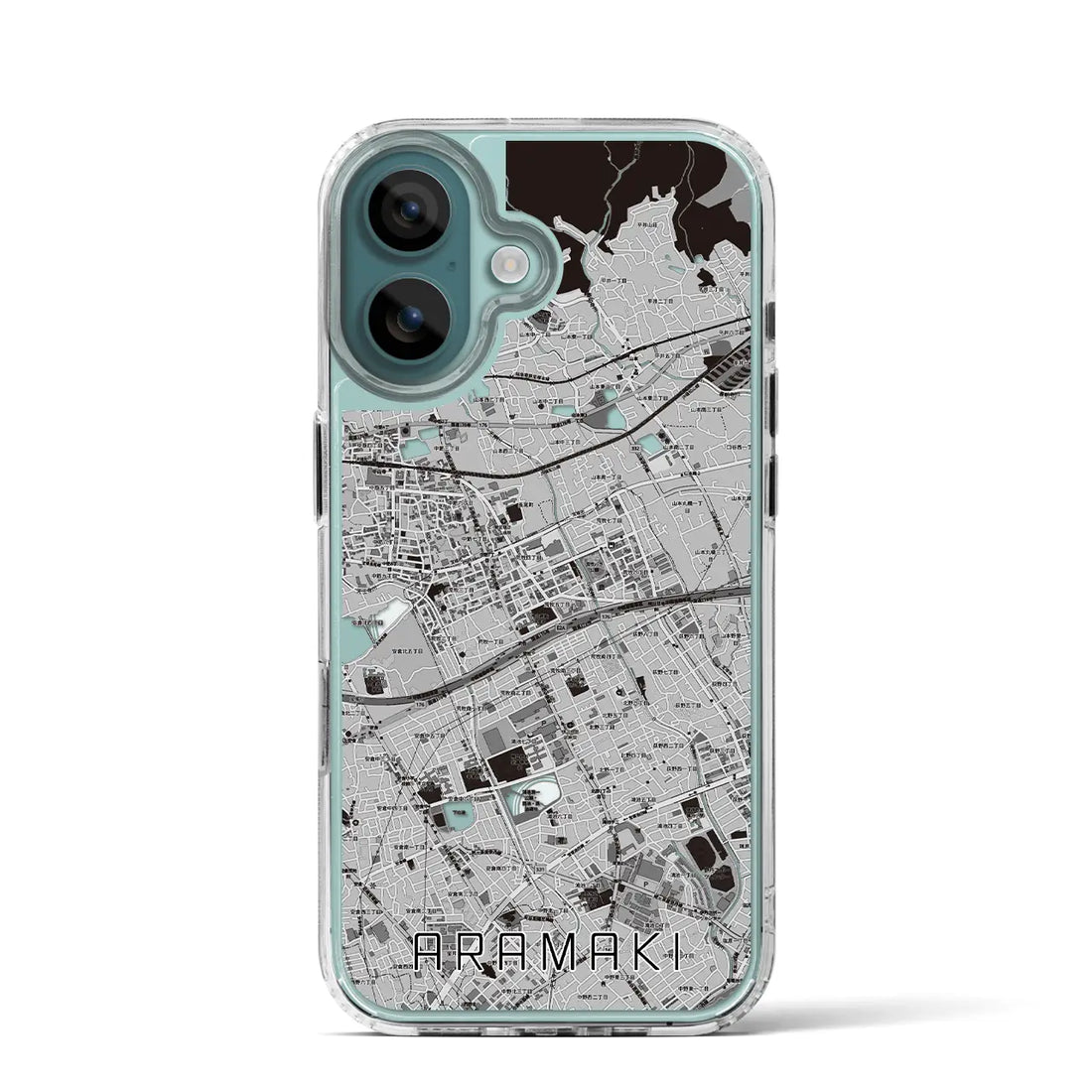 【荒牧（兵庫県）】地図柄iPhoneケース（MagSafeタイプ）モノトーン・iPhone 16 Pro 用
