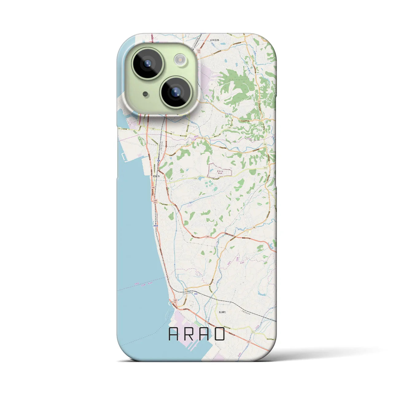 【荒尾（熊本県）】地図柄iPhoneケース（バックカバータイプ）