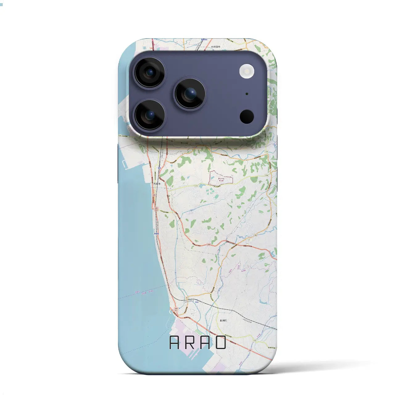 【荒尾（熊本県）】地図柄iPhoneケース（バックカバータイプ）