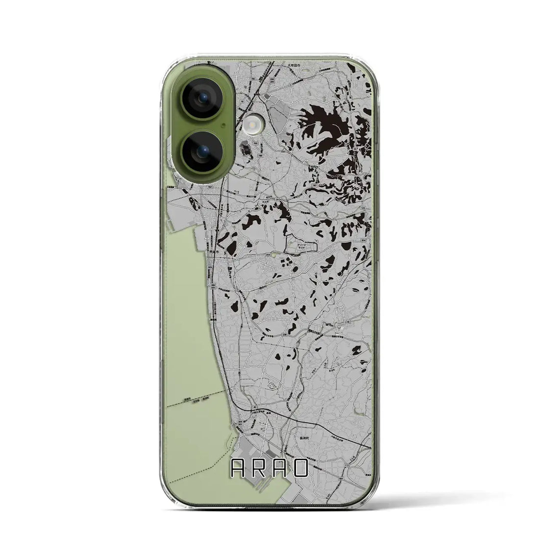 【荒尾（熊本県）】地図柄iPhoneケース（クリアタイプ）モノトーン・iPhone 17 Pro Max 用