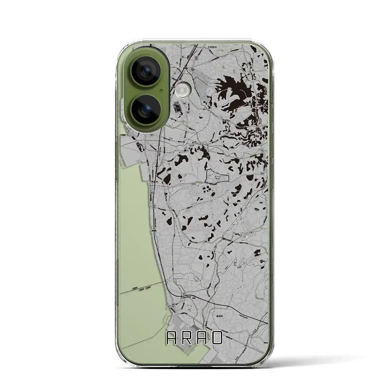 【荒尾（熊本県）】地図柄iPhoneケース（クリアタイプ）モノトーン・iPhone 17 Pro Max 用