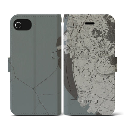 【荒尾（熊本県）】地図柄iPhoneケース（手帳タイプ）モノトーン・iPhone SE（第3 / 第2世代） / 8 / 7 / 6s / 6 用