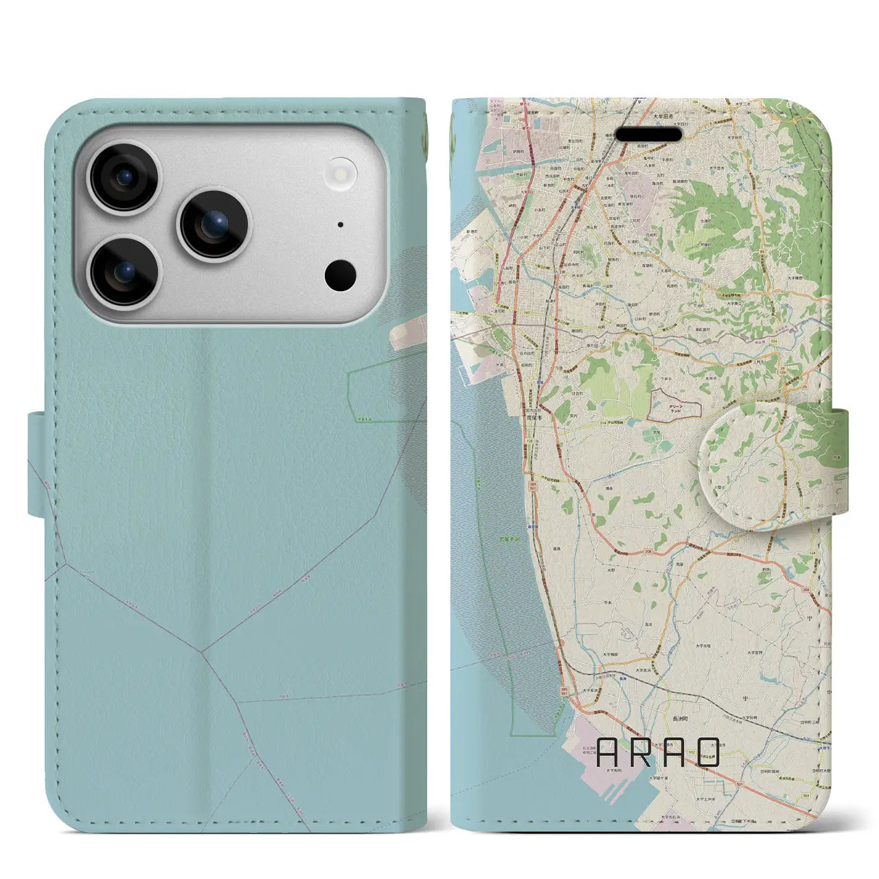 【荒尾（熊本県）】地図柄iPhoneケース（手帳タイプ）