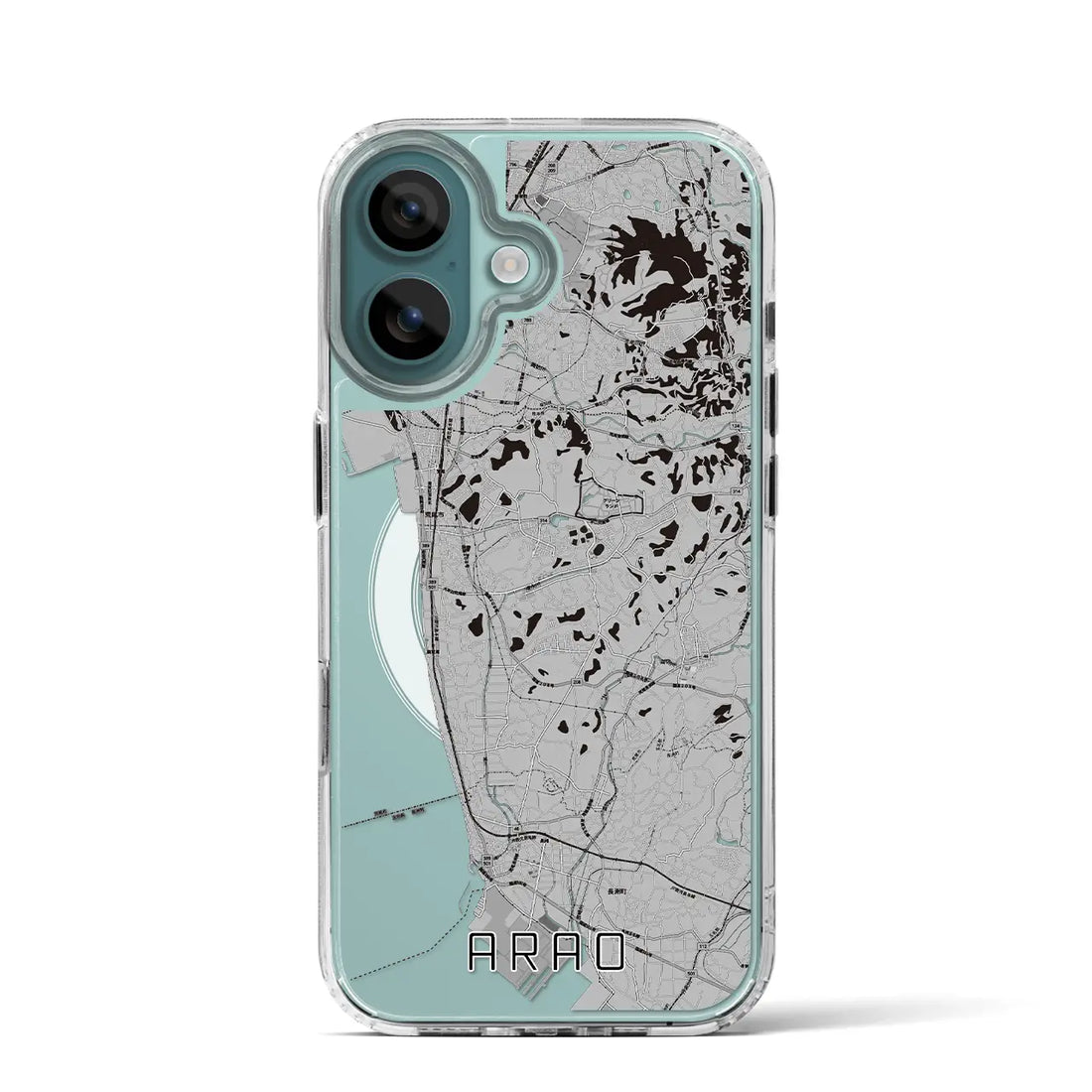 【荒尾（熊本県）】地図柄iPhoneケース（MagSafeタイプ）モノトーン・iPhone 16 Pro 用