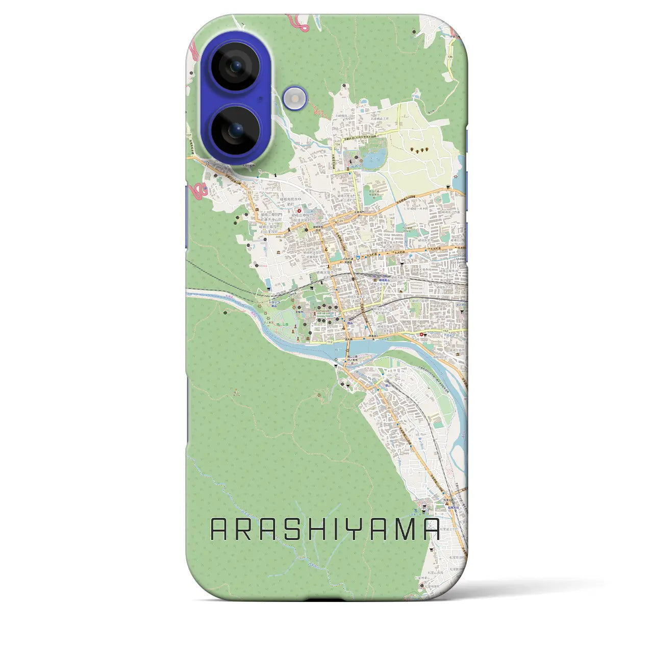 【嵐山（京都府）】地図柄iPhoneケース（バックカバータイプ）ブラック・iPhone 16 Pro Max 用