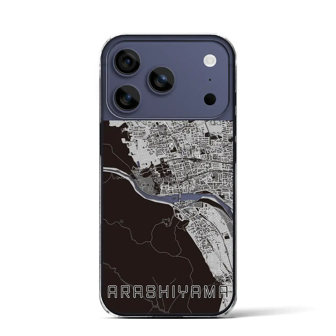 【嵐山（京都府）】地図柄iPhoneケース（クリアタイプ）モノトーン・iPhone 17 Pro Max 用