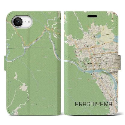 【嵐山（京都府）】地図柄iPhoneケース（手帳タイプ）