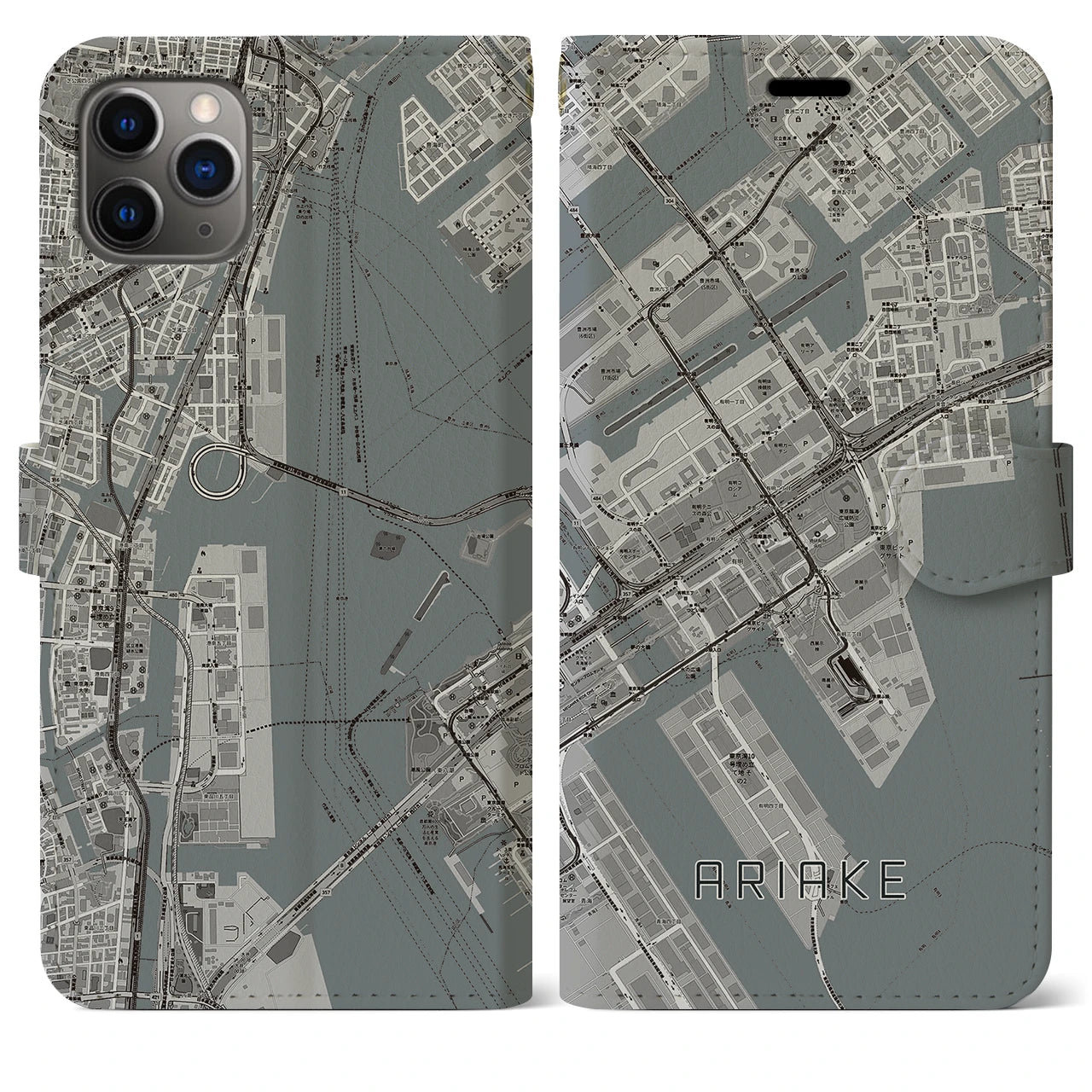 【有明（東京都）】地図柄iPhoneケース（手帳タイプ）