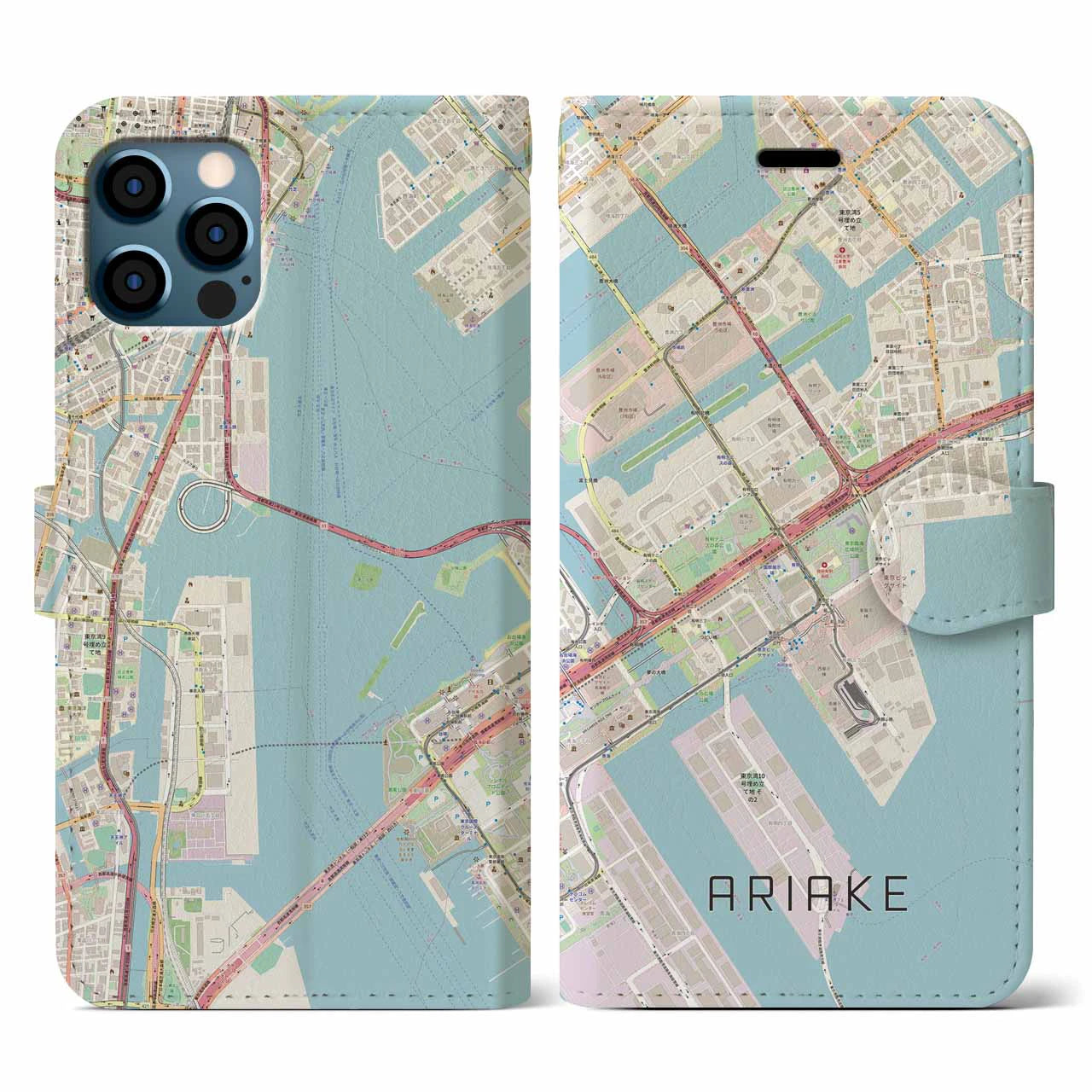 【有明（東京都）】地図柄iPhoneケース（手帳タイプ）