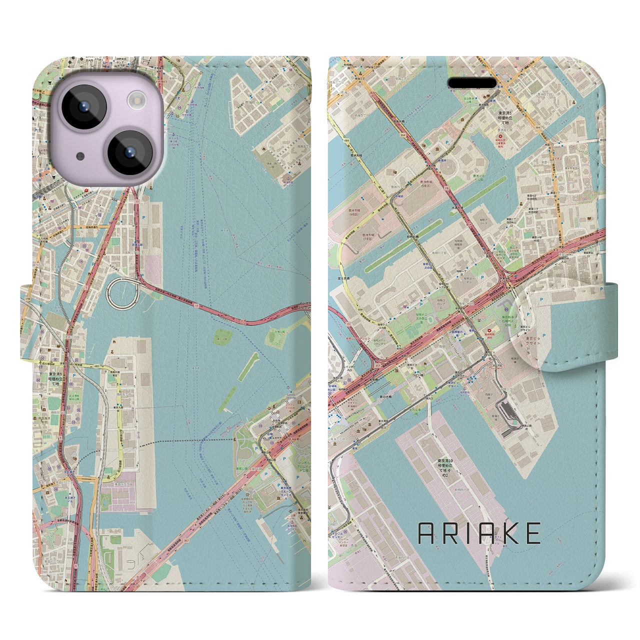【有明（東京都）】地図柄iPhoneケース（手帳タイプ）