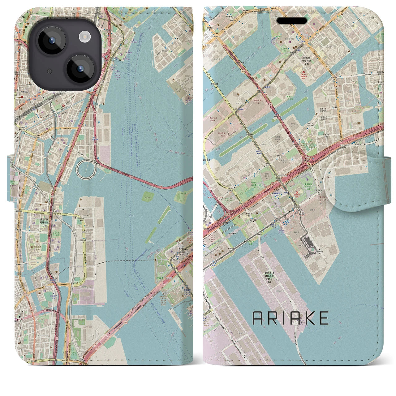 【有明（東京都）】地図柄iPhoneケース（手帳タイプ）