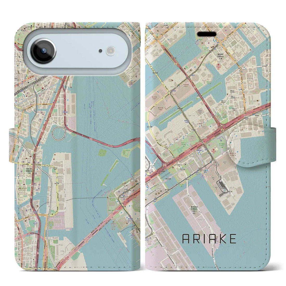 【有明(東京都)】地図柄iPhoneケース(手帳タイプ)モノトーン・iPhone 17 Pro Max 用