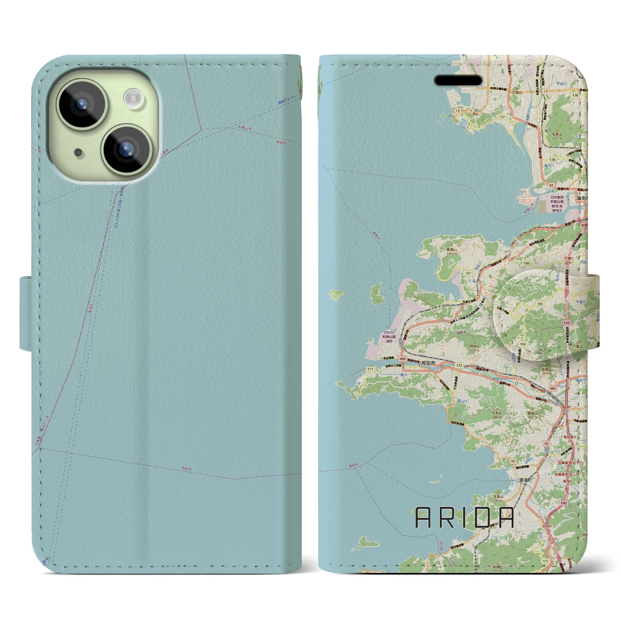 【有田（和歌山県）】地図柄iPhoneケース（手帳タイプ）