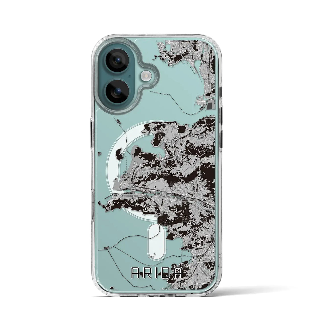 【有田(和歌山県)】地図柄iPhoneケース(MagSafeタイプ)モノトーン・iPhone 16 Pro 用