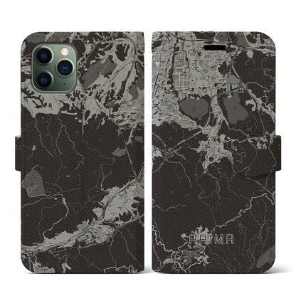 【有馬（兵庫県）】地図柄iPhoneケース（手帳タイプ）モノトーン・iPhone 11 Pro 用