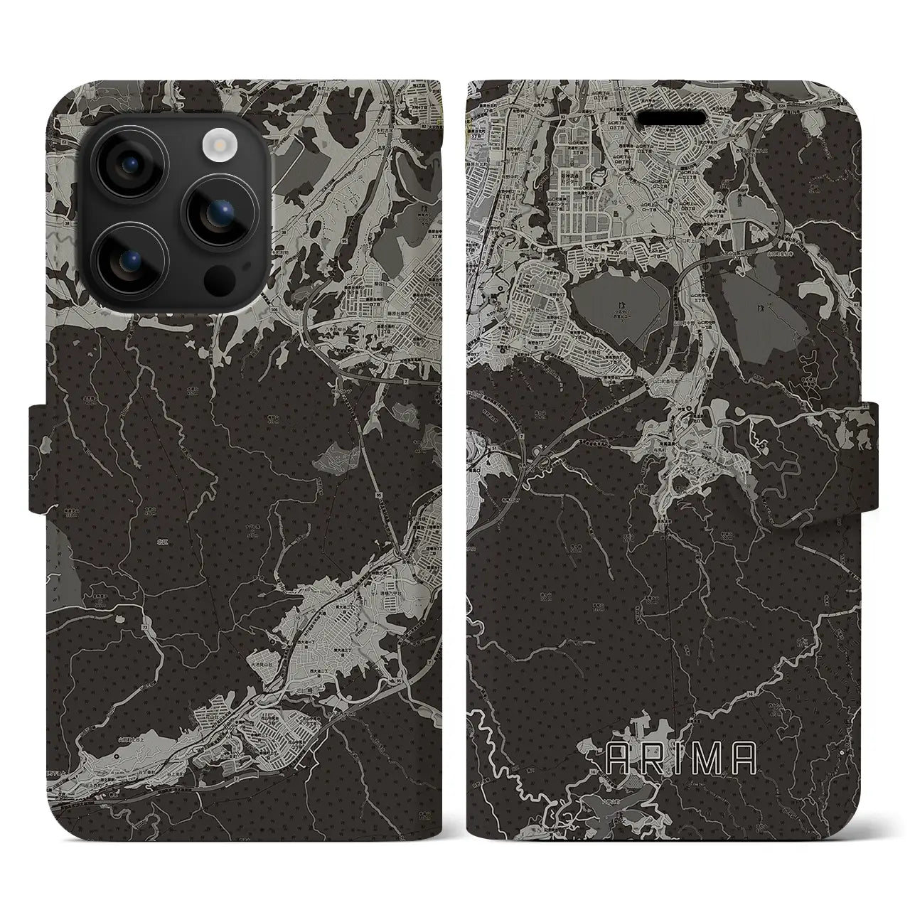 【有馬（兵庫県）】地図柄iPhoneケース（手帳タイプ）