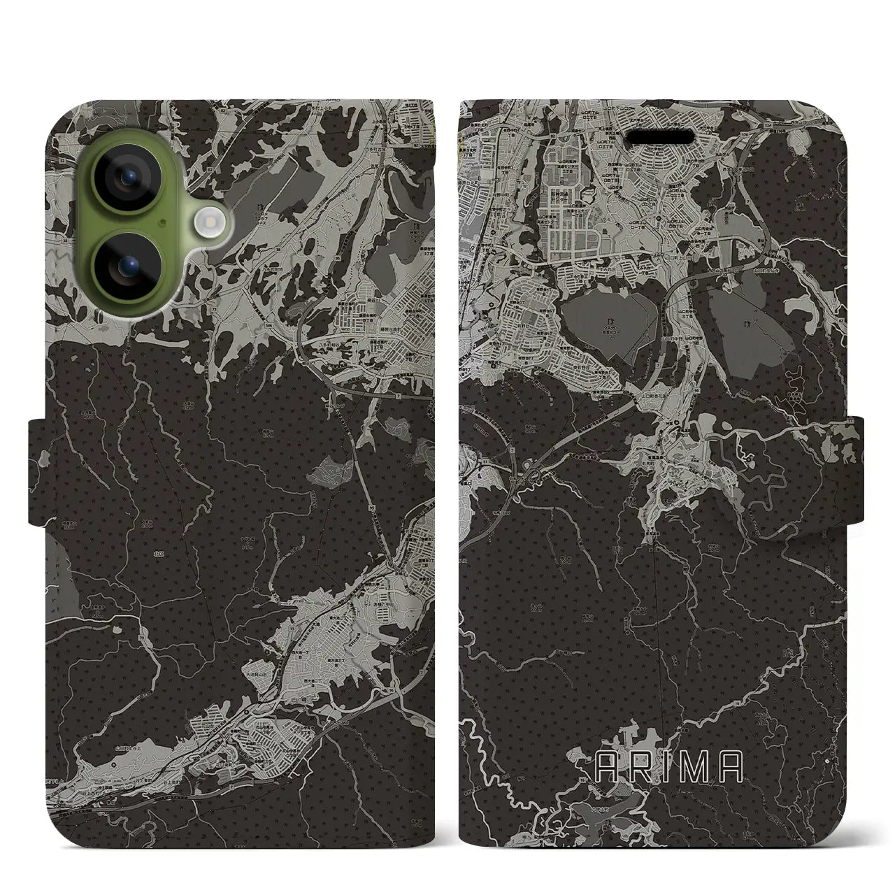 【有馬（兵庫県）】地図柄iPhoneケース（手帳タイプ）