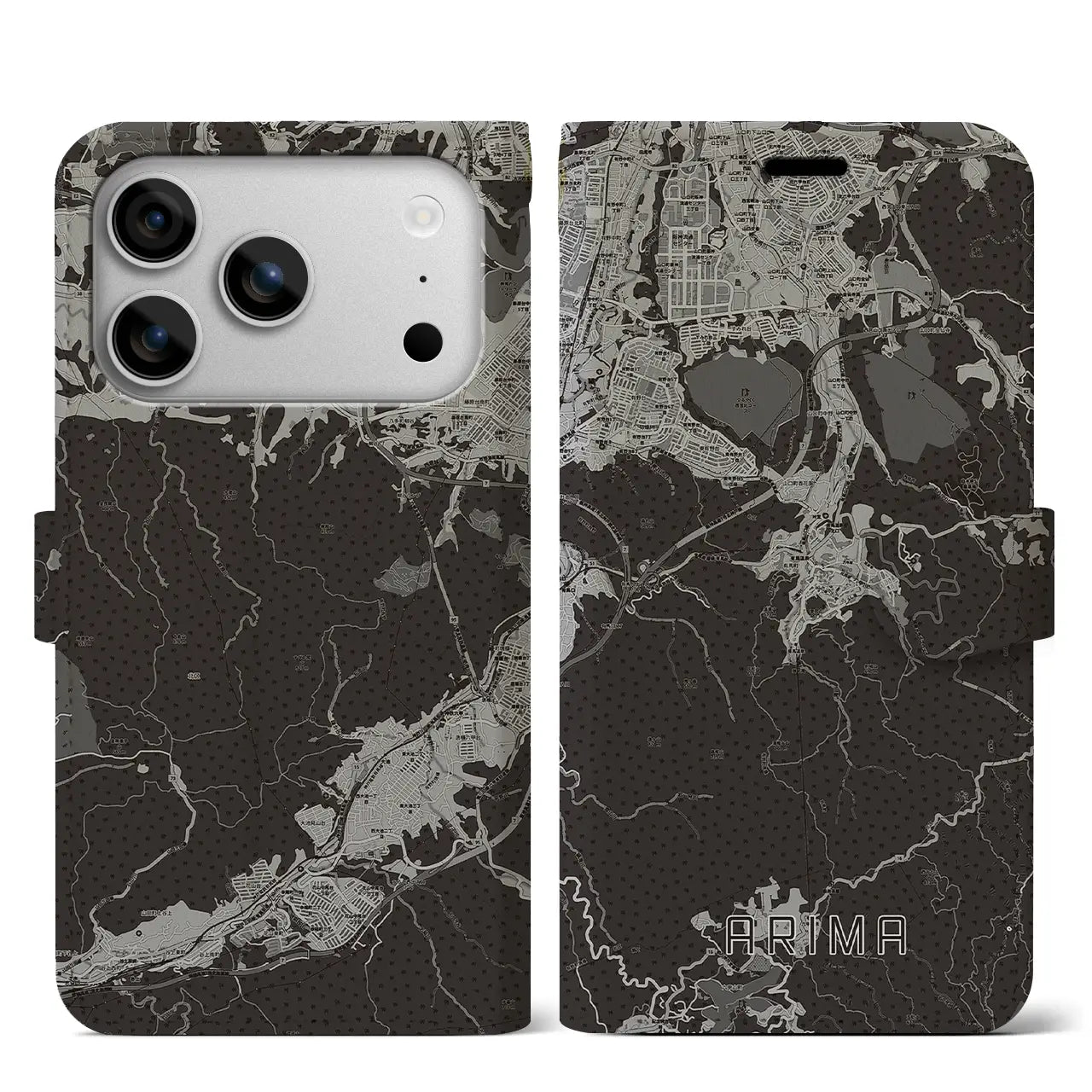 【有馬（兵庫県）】地図柄iPhoneケース（手帳タイプ）