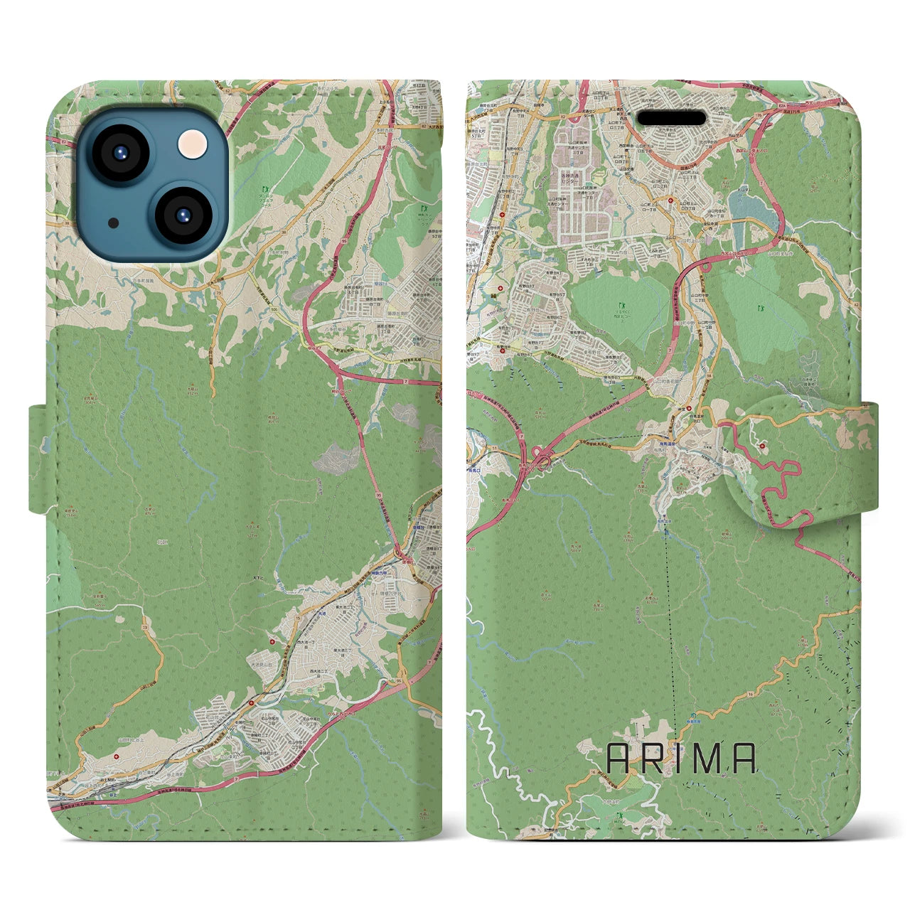 【有馬（兵庫県）】地図柄iPhoneケース（手帳タイプ）