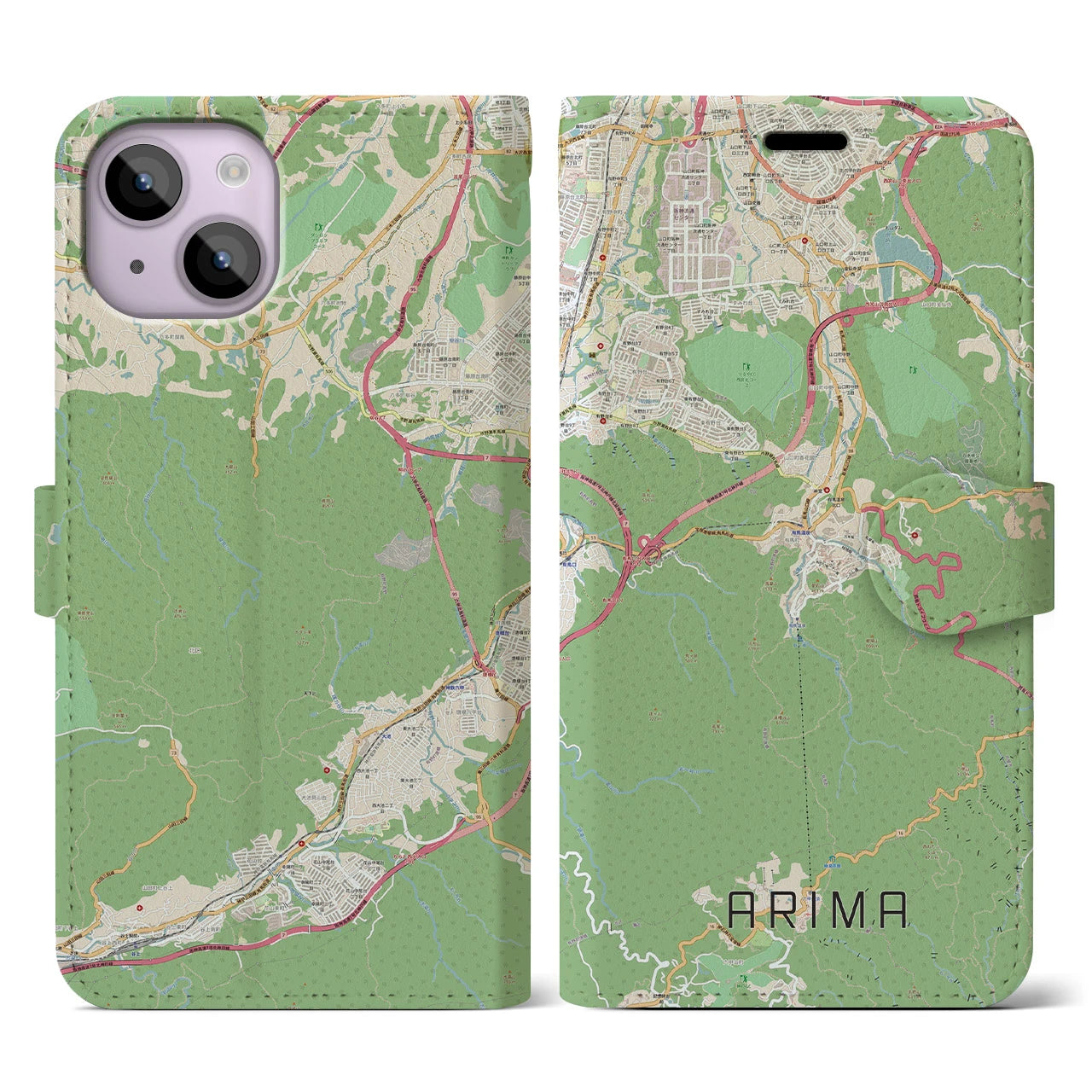 【有馬（兵庫県）】地図柄iPhoneケース（手帳タイプ）