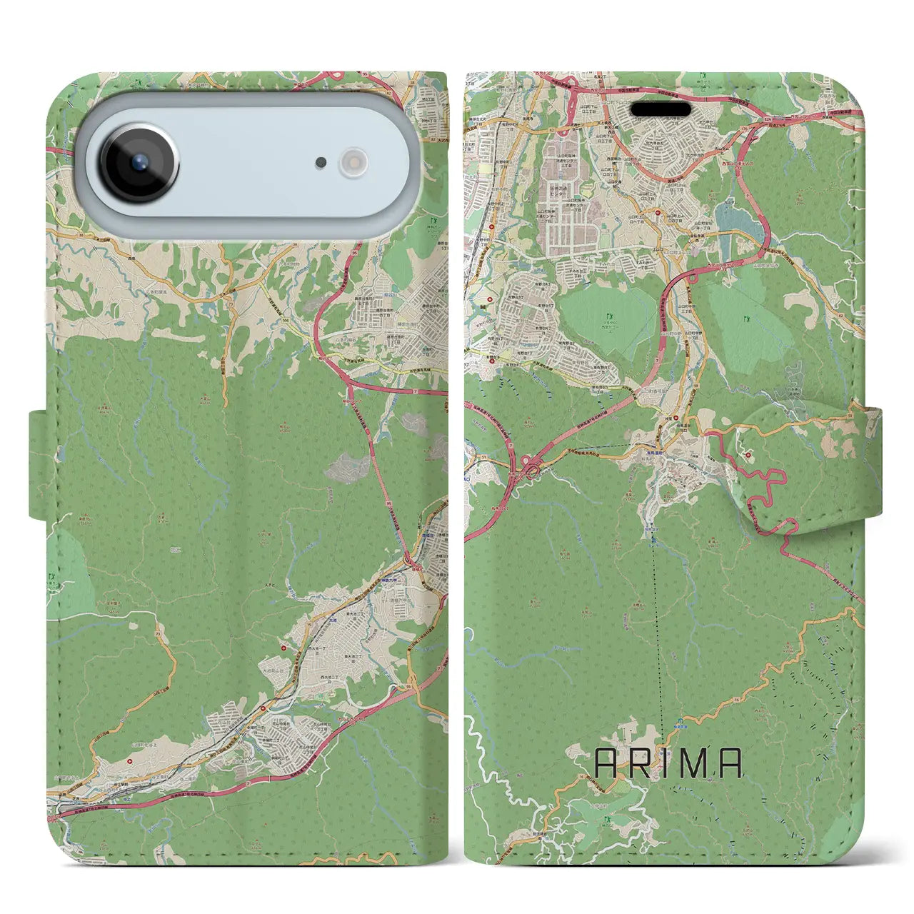 【有馬（兵庫県）】地図柄iPhoneケース（手帳タイプ）