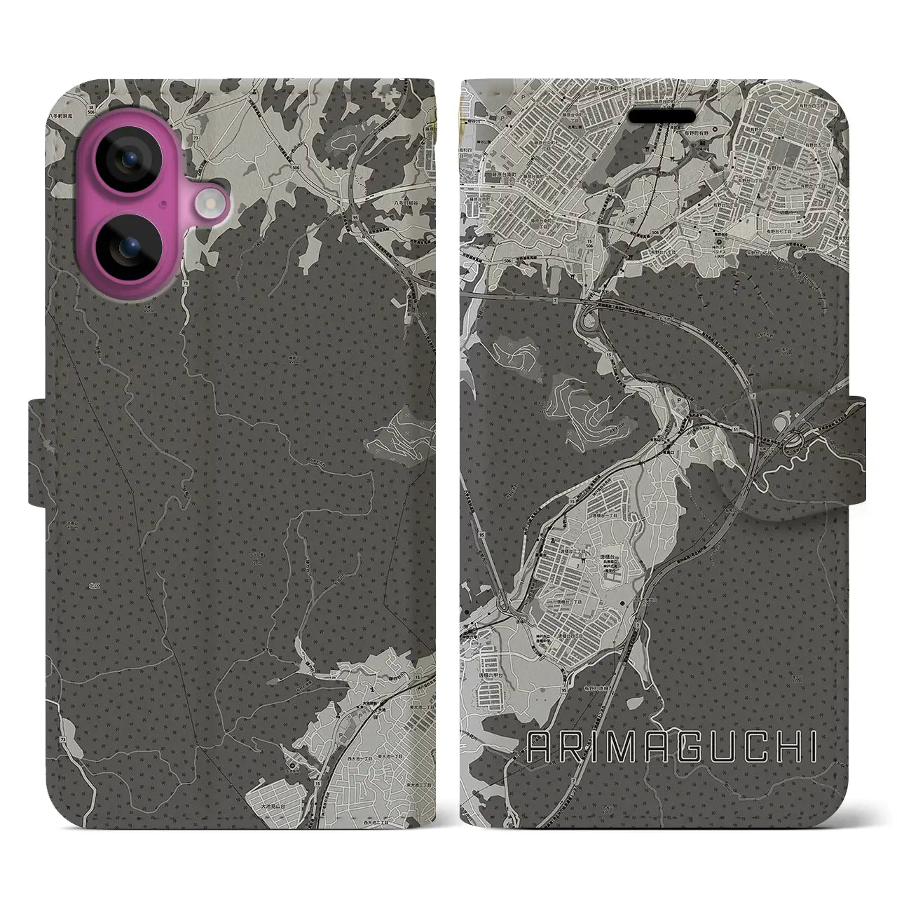 【有馬口（兵庫県）】地図柄iPhoneケース（手帳タイプ）