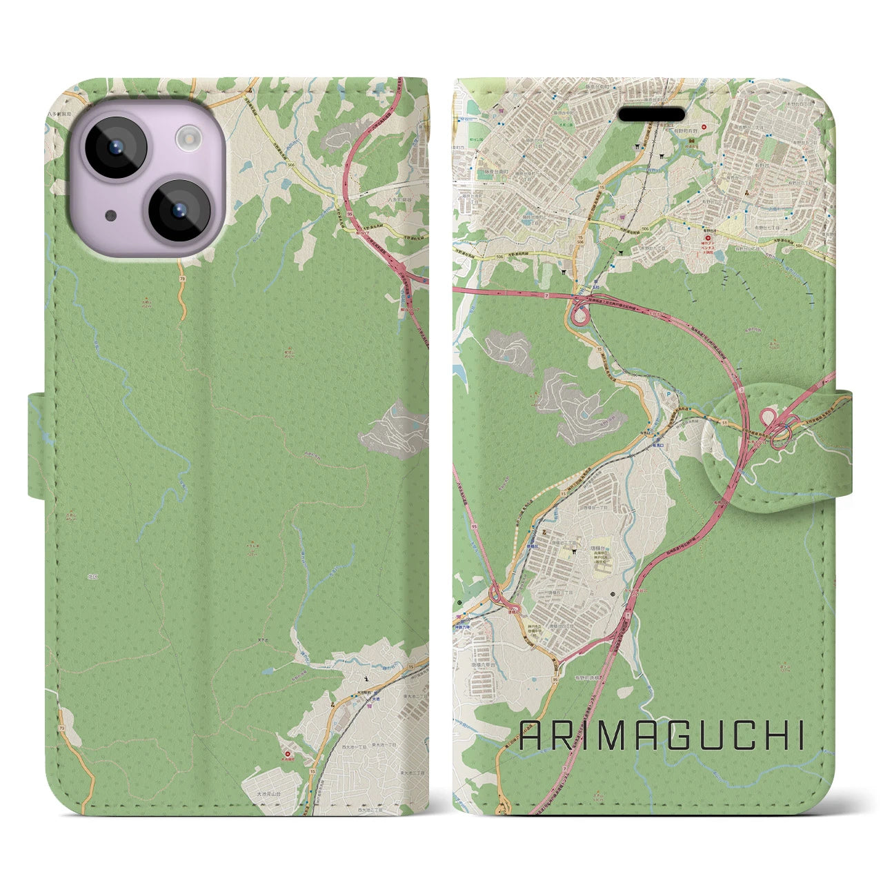 【有馬口（兵庫県）】地図柄iPhoneケース（手帳タイプ）