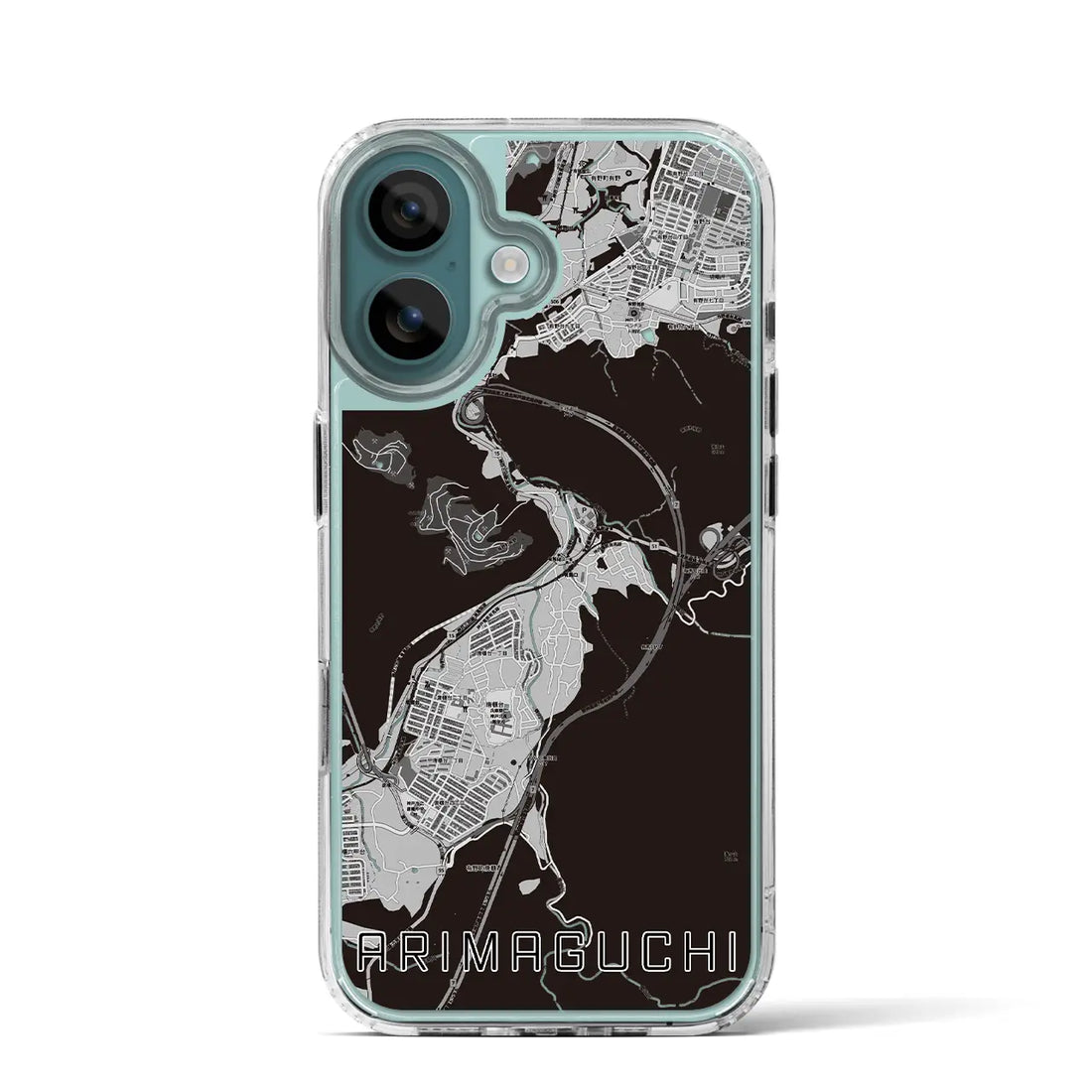 【有馬口（兵庫県）】地図柄iPhoneケース（MagSafeタイプ）モノトーン・iPhone 16 Pro 用