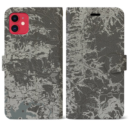 【有田（佐賀県）】地図柄iPhoneケース（手帳タイプ）モノトーン・iPhone 11 用