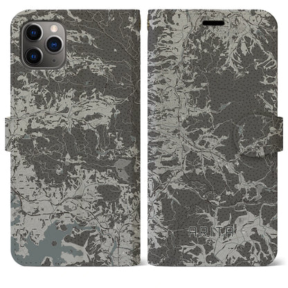 【有田（佐賀県）】地図柄iPhoneケース（手帳タイプ）モノトーン・iPhone 11 Pro Max 用