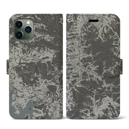 【有田（佐賀県）】地図柄iPhoneケース（手帳タイプ）モノトーン・iPhone 11 Pro 用