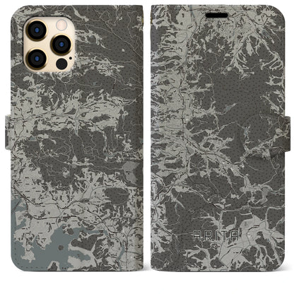 【有田（佐賀県）】地図柄iPhoneケース（手帳タイプ）モノトーン・iPhone 12 Pro Max 用