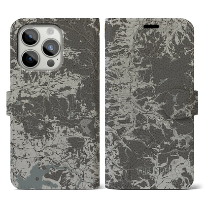 【有田（佐賀県）】地図柄iPhoneケース（手帳タイプ）モノトーン・iPhone 15 Pro 用