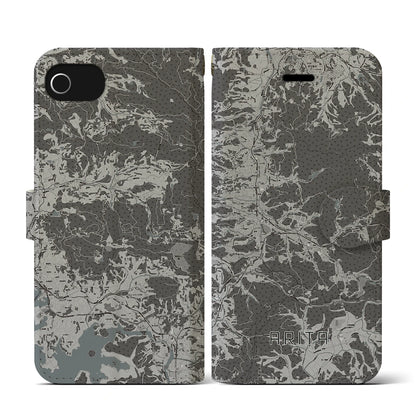 【有田（佐賀県）】地図柄iPhoneケース（手帳タイプ）モノトーン・iPhone SE（第3 / 第2世代） / 8 / 7 / 6s / 6 用