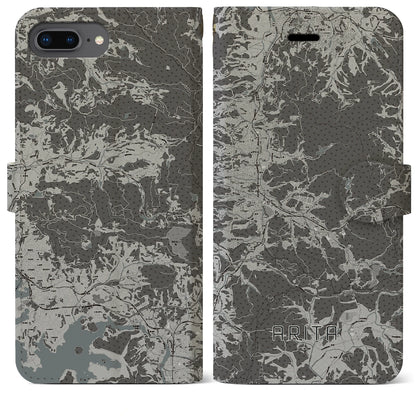 【有田（佐賀県）】地図柄iPhoneケース（手帳タイプ）モノトーン・iPhone 8Plus /7Plus / 6sPlus / 6Plus 用