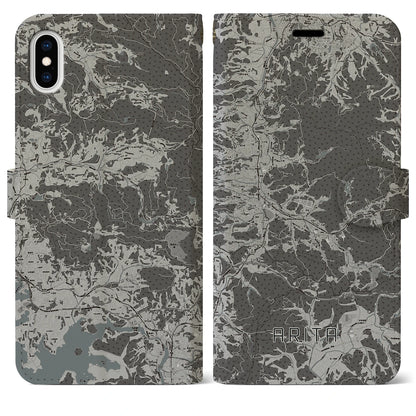 【有田（佐賀県）】地図柄iPhoneケース（手帳タイプ）モノトーン・iPhone XS Max 用