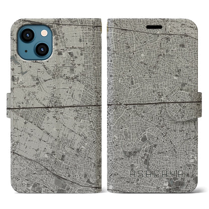 【阿佐ケ谷2（東京都）】地図柄iPhoneケース（手帳タイプ）モノトーン・iPhone 13 用