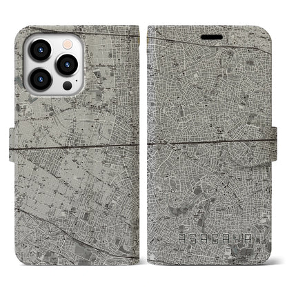 【阿佐ケ谷2（東京都）】地図柄iPhoneケース（手帳タイプ）モノトーン・iPhone 13 Pro 用