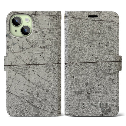 【阿佐ケ谷2（東京都）】地図柄iPhoneケース（手帳タイプ）モノトーン・iPhone 15 用