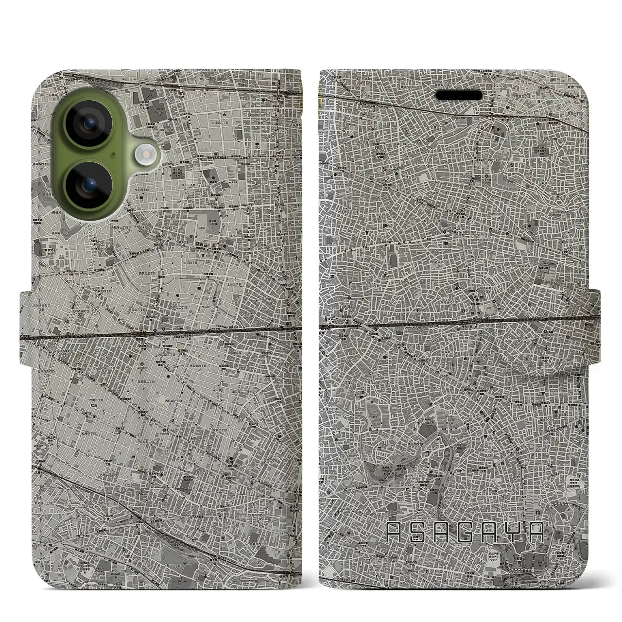 【阿佐ケ谷2（東京都）】地図柄iPhoneケース（手帳タイプ）