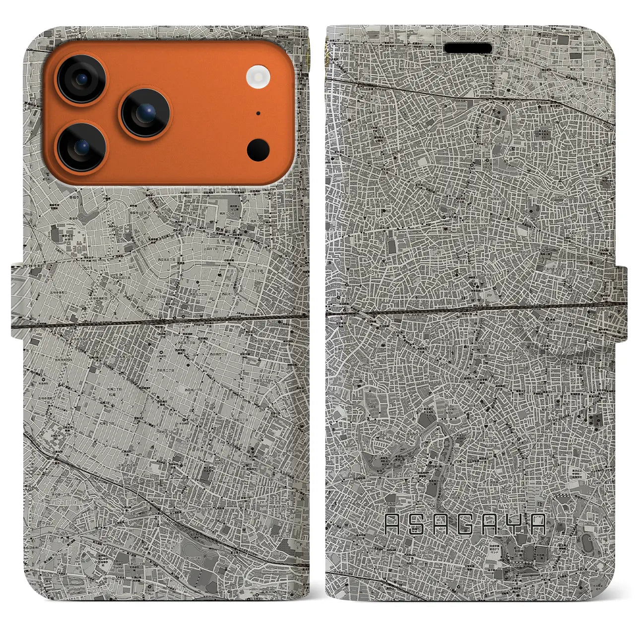 【阿佐ケ谷2（東京都）】地図柄iPhoneケース（手帳タイプ）