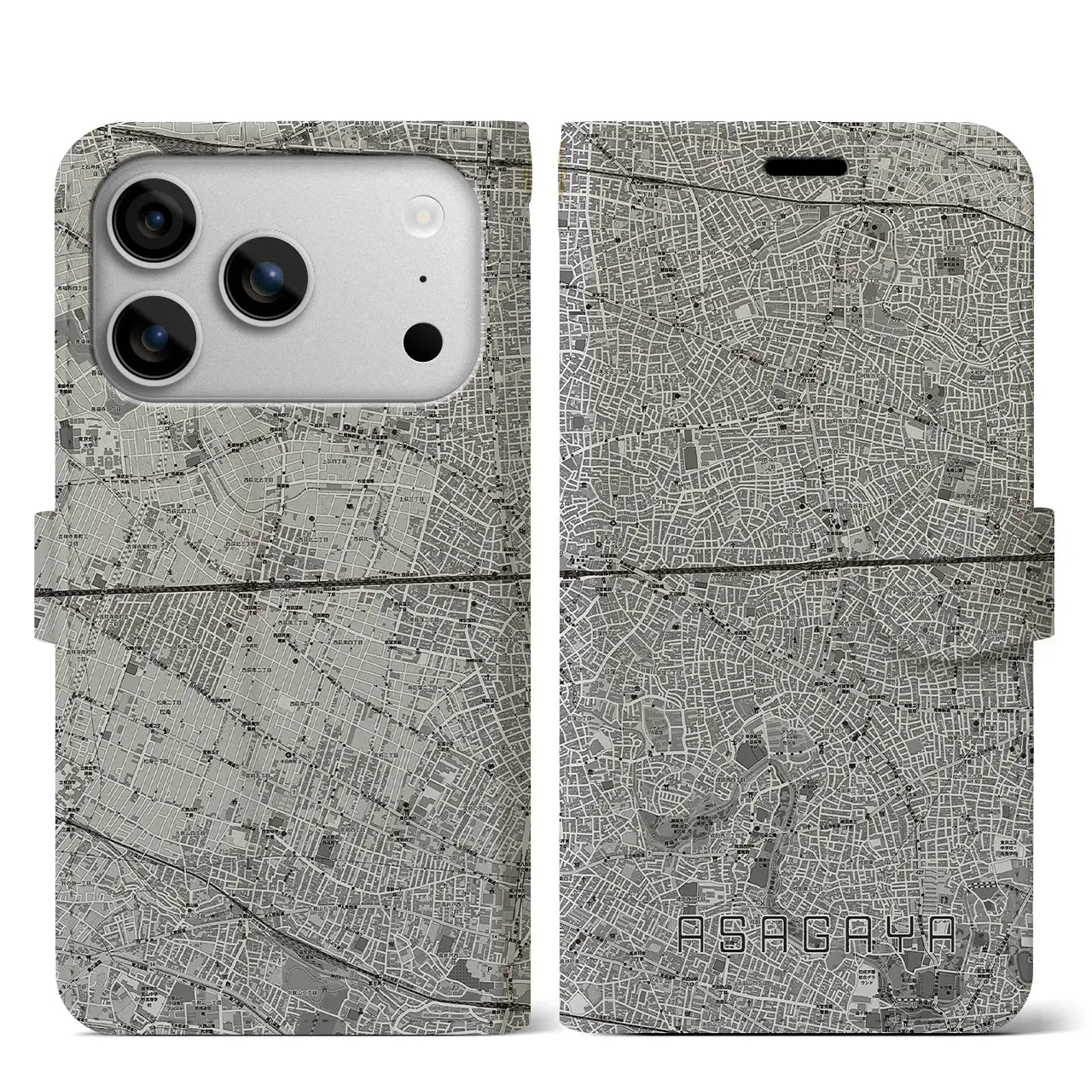 【阿佐ケ谷2（東京都）】地図柄iPhoneケース（手帳タイプ）