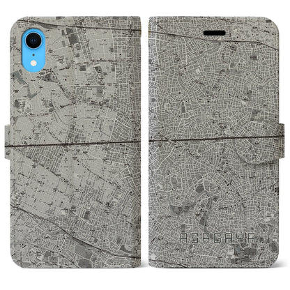 【阿佐ケ谷2（東京都）】地図柄iPhoneケース（手帳タイプ）モノトーン・iPhone XR 用