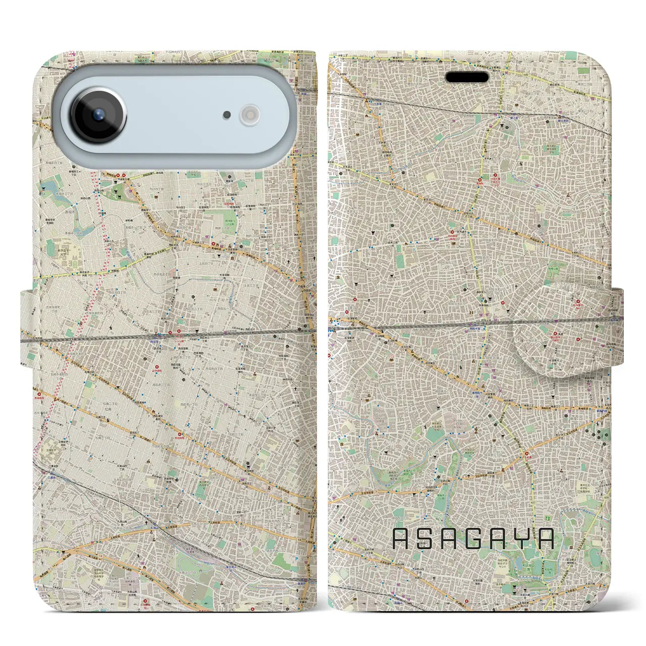 【阿佐ケ谷2（東京都）】地図柄iPhoneケース（手帳タイプ）