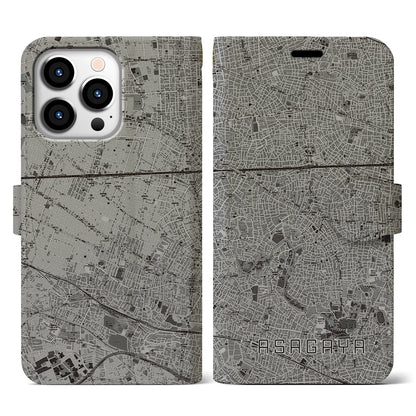 【阿佐ケ谷（東京都）】地図柄iPhoneケース（手帳タイプ）モノトーン・iPhone 13 Pro 用