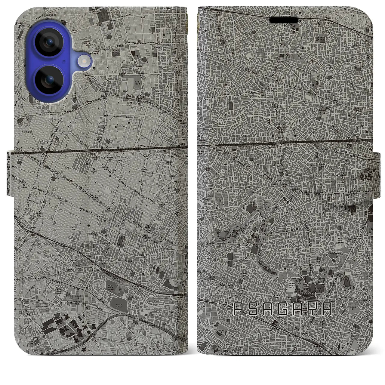 【阿佐ケ谷（東京都）】地図柄iPhoneケース（手帳タイプ）